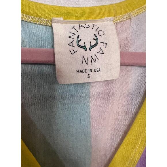 Fantastic Fawn Tank Top Buttons Colorful Block Stripes Size Small - Picture 3 of 4